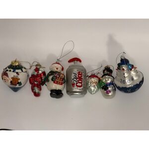 Lot of 7 Vintage Mercury Blown Glass Christmas Ornaments Collection Dirt Coke